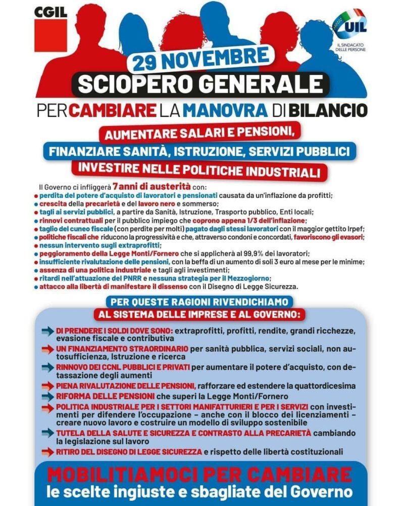 VERSO LO SCIOPERO GENERALE DEL 29 NOVEMBRE 2024