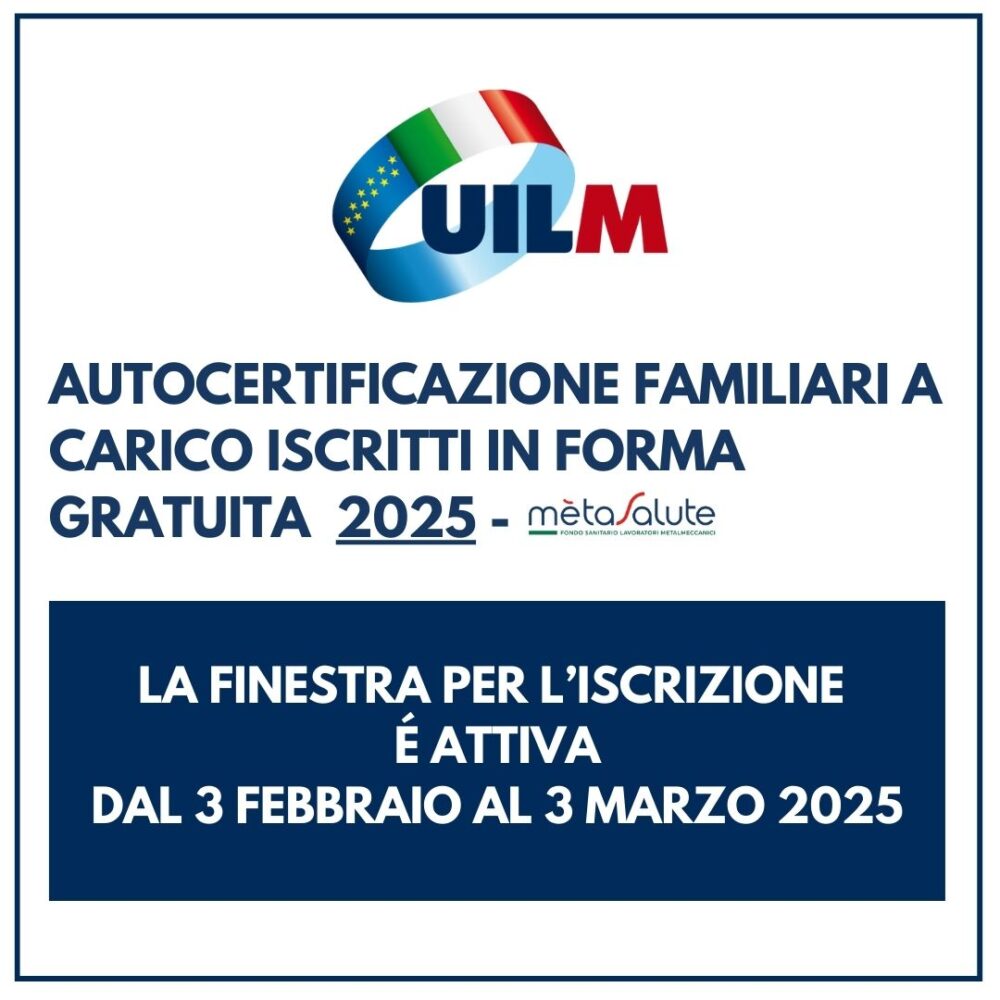 METASALUTE: APERTA LA FINESTRA PER L’ISCRIZIONE DEI FAMILIARI A CARICO IN FORMA GRATUITA